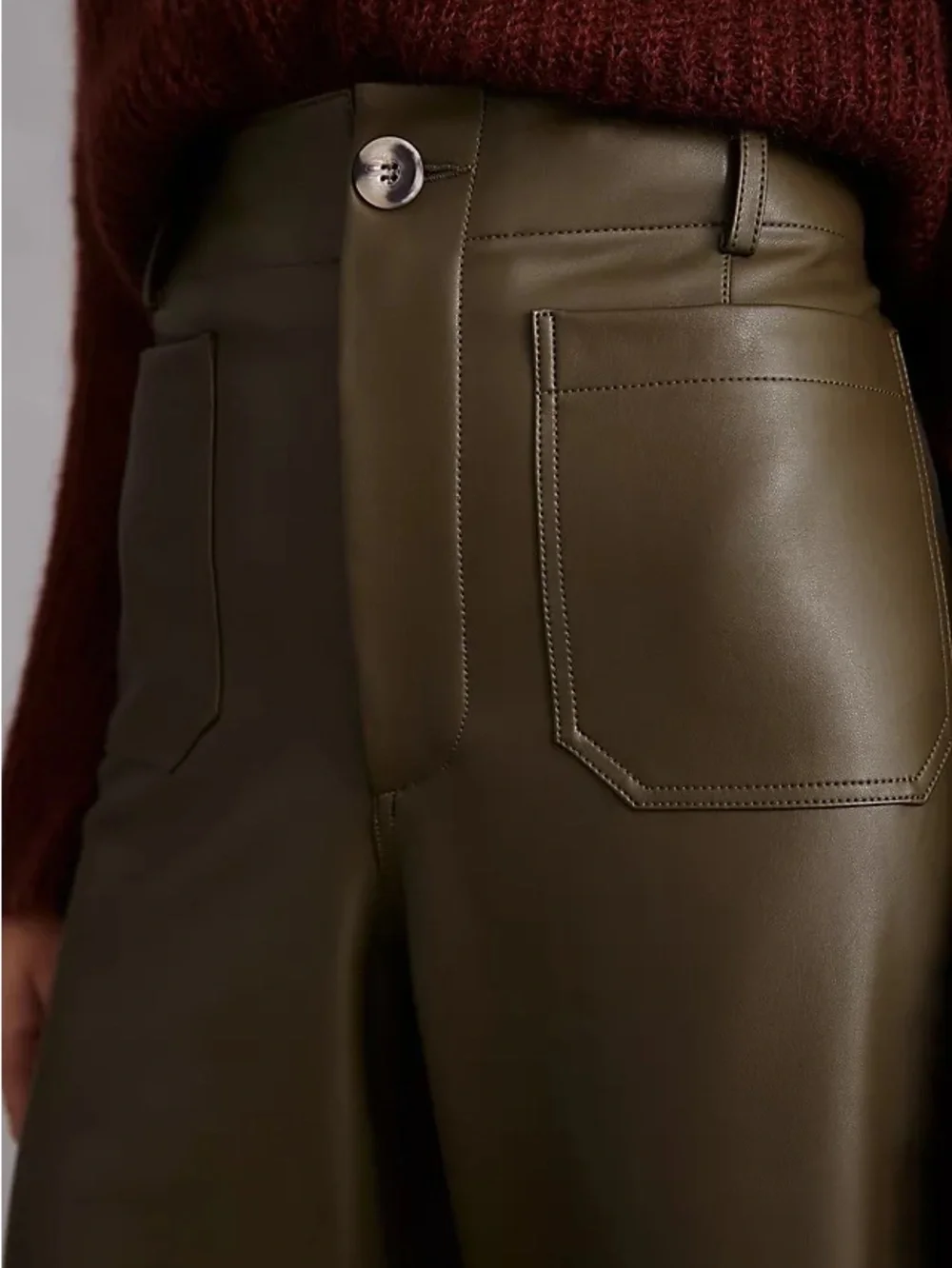 Nwot Maeve olive faux leather colette pants sz 25 - Picture 4 of 8